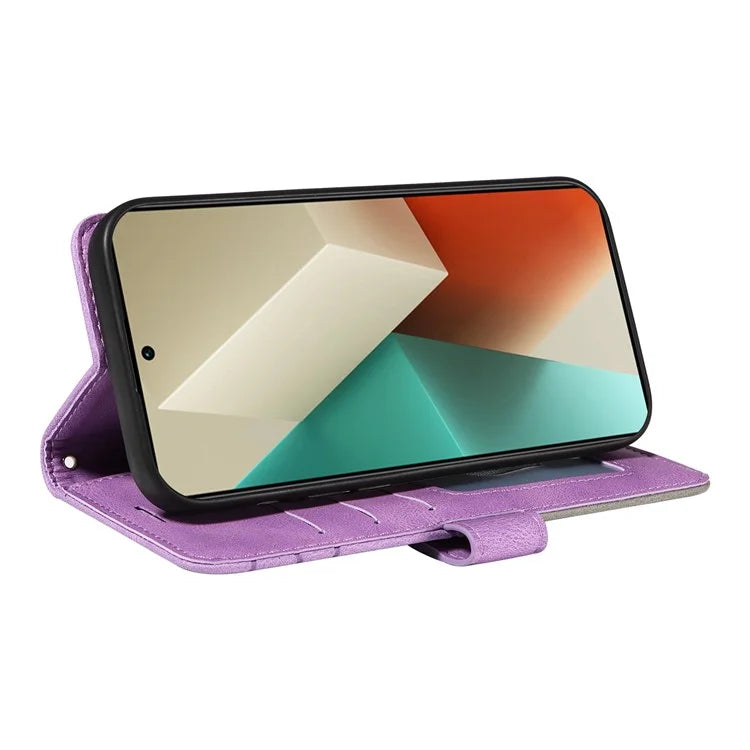 KT Leather Series-1 For Xiaomi Redmi Note 13 5G Case Color Splicing Phone Cover Card Slots Wrist Strap