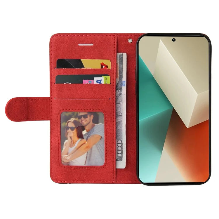 KT Leather Series-1 For Xiaomi Redmi Note 13 5G Case Color Splicing Phone Cover Card Slots Wrist Strap