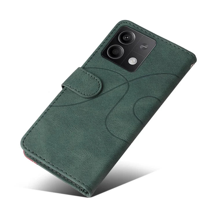 KT Leather Series-1 For Xiaomi Redmi Note 13 5G Case Color Splicing Phone Cover Card Slots Wrist Strap