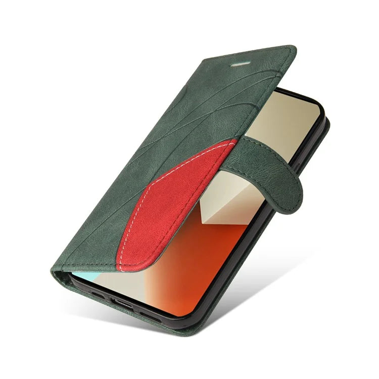 KT Leather Series-1 For Xiaomi Redmi Note 13 5G Case Color Splicing Phone Cover Card Slots Wrist Strap