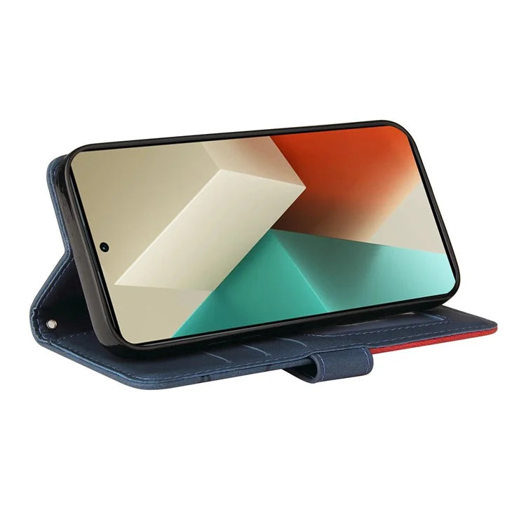 KT Leather Series-1 For Xiaomi Redmi Note 13 5G Case Color Splicing Phone Cover Card Slots Wrist Strap