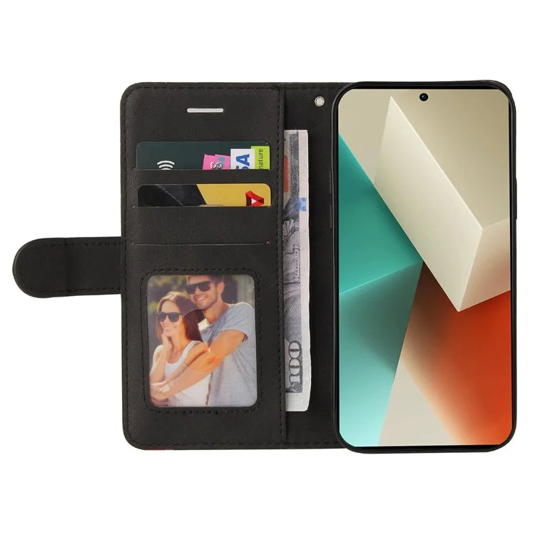KT Leather Series-1 For Xiaomi Redmi Note 13 5G Case Color Splicing Phone Cover Card Slots Wrist Strap