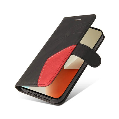 KT Leather Series-1 For Xiaomi Redmi Note 13 5G Case Color Splicing Phone Cover Card Slots Wrist Strap