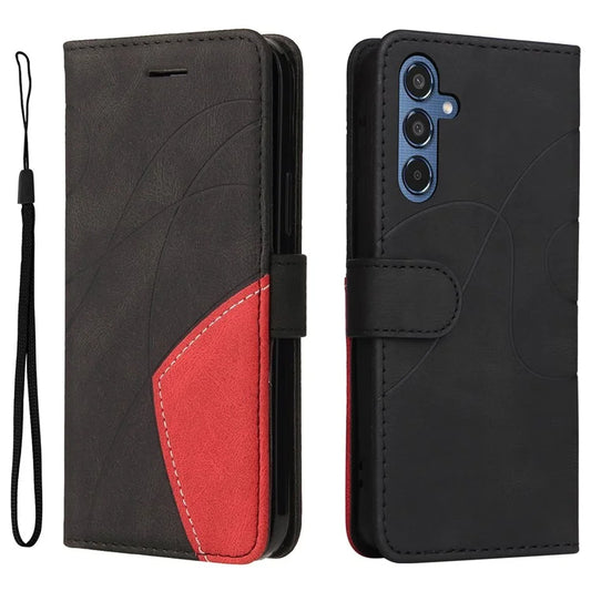 KT Leather Series-1 For Samsung	Galaxy M35 5G Case Two-Colors Splicing Phone Cover Folio Bookstytle