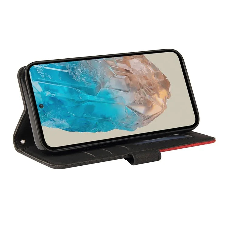 KT Leather Series-1 For Samsung	Galaxy M35 5G Case Two-Colors Splicing Phone Cover Folio Bookstytle