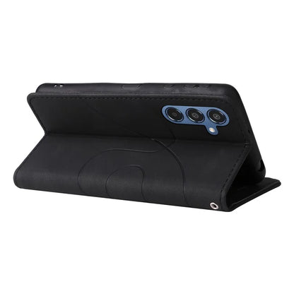 KT Leather Series-1 For Samsung	Galaxy M35 5G Case Two-Colors Splicing Phone Cover Folio Bookstytle