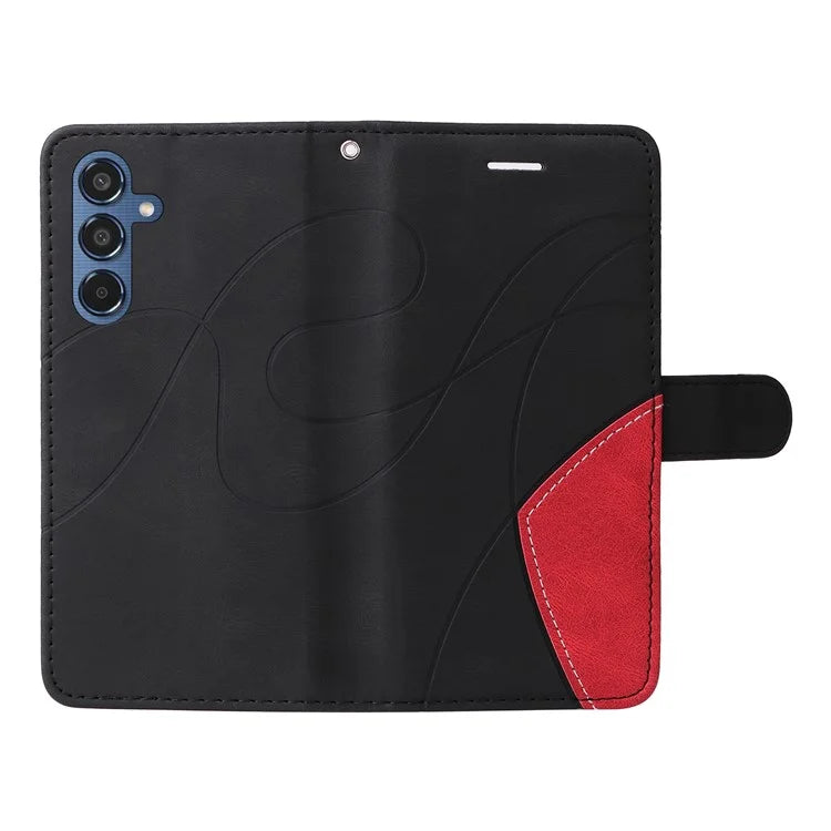 KT Leather Series-1 For Samsung	Galaxy M35 5G Case Two-Colors Splicing Phone Cover Folio Bookstytle