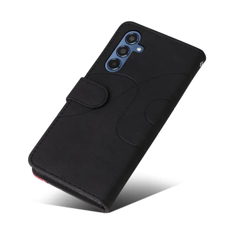 KT Leather Series-1 For Samsung	Galaxy M35 5G Case Two-Colors Splicing Phone Cover Folio Bookstytle