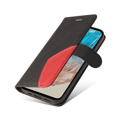 KT Leather Series-1 For Samsung	Galaxy M35 5G Case Two-Colors Splicing Phone Cover Folio Bookstytle