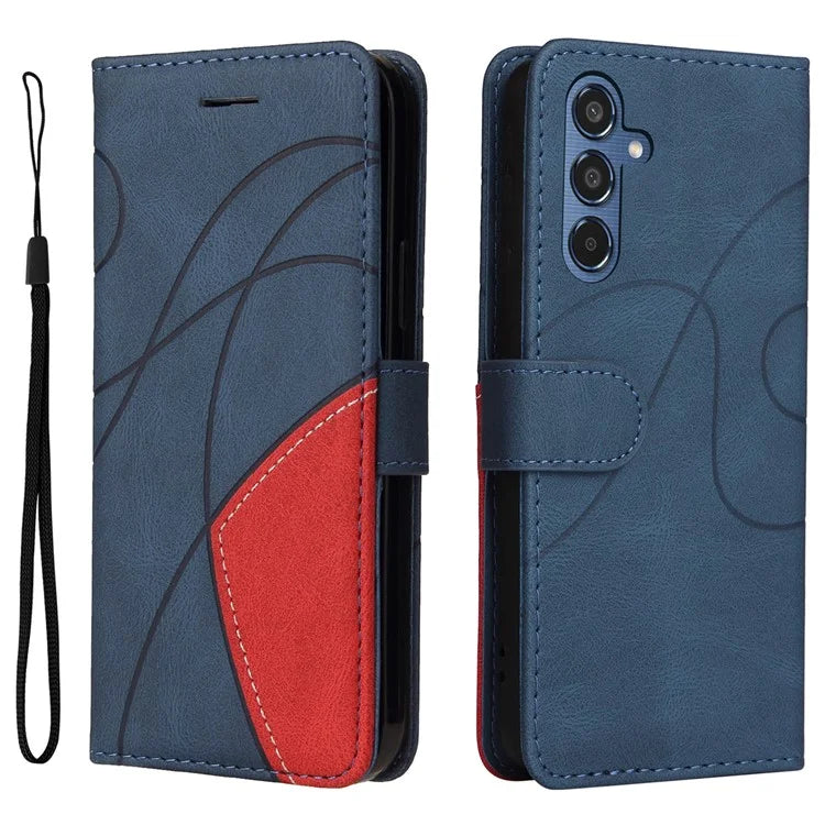 KT Leather Series-1 For Samsung	Galaxy M35 5G Case Two-Colors Splicing Phone Cover Folio Bookstytle