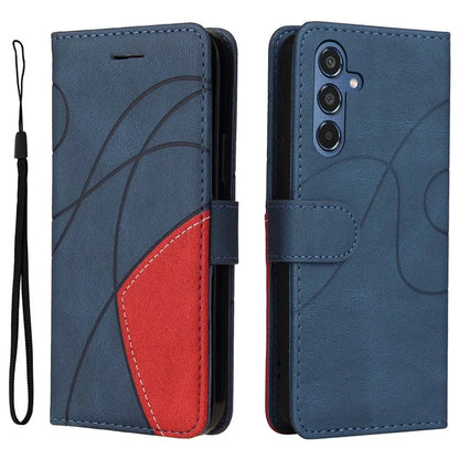 KT Leather Series-1 For Samsung	Galaxy M35 5G Case Two-Colors Splicing Phone Cover Folio Bookstytle