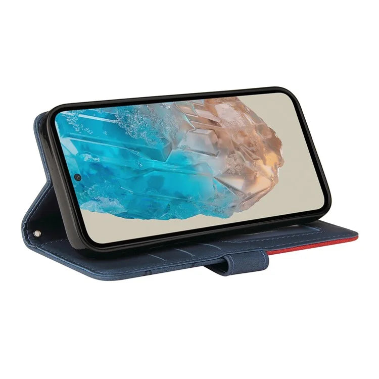 KT Leather Series-1 For Samsung	Galaxy M35 5G Case Two-Colors Splicing Phone Cover Folio Bookstytle