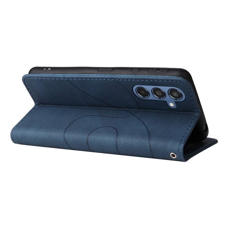 KT Leather Series-1 For Samsung	Galaxy M35 5G Case Two-Colors Splicing Phone Cover Folio Bookstytle