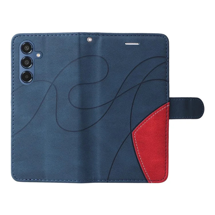 KT Leather Series-1 For Samsung	Galaxy M35 5G Case Two-Colors Splicing Phone Cover Folio Bookstytle
