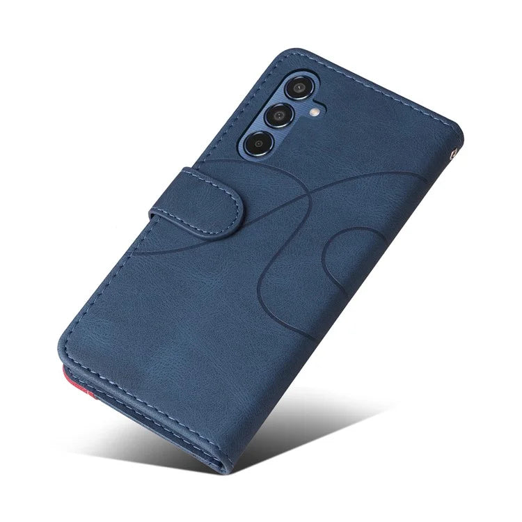 KT Leather Series-1 For Samsung	Galaxy M35 5G Case Two-Colors Splicing Phone Cover Folio Bookstytle
