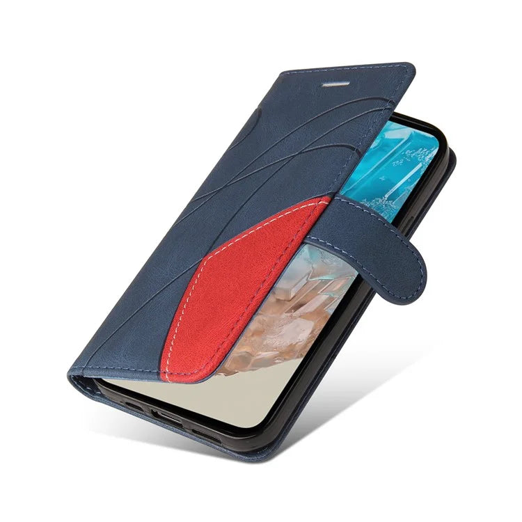 KT Leather Series-1 For Samsung	Galaxy M35 5G Case Two-Colors Splicing Phone Cover Folio Bookstytle