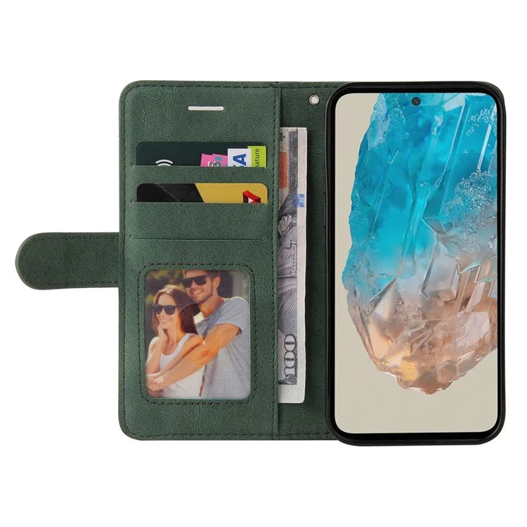 KT Leather Series-1 For Samsung	Galaxy M35 5G Case Two-Colors Splicing Phone Cover Folio Bookstytle