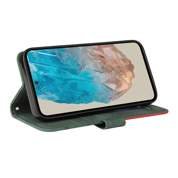 KT Leather Series-1 For Samsung	Galaxy M35 5G Case Two-Colors Splicing Phone Cover Folio Bookstytle
