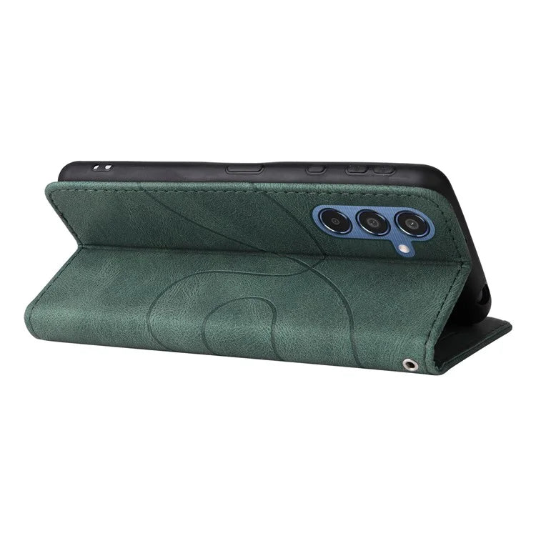 KT Leather Series-1 For Samsung	Galaxy M35 5G Case Two-Colors Splicing Phone Cover Folio Bookstytle