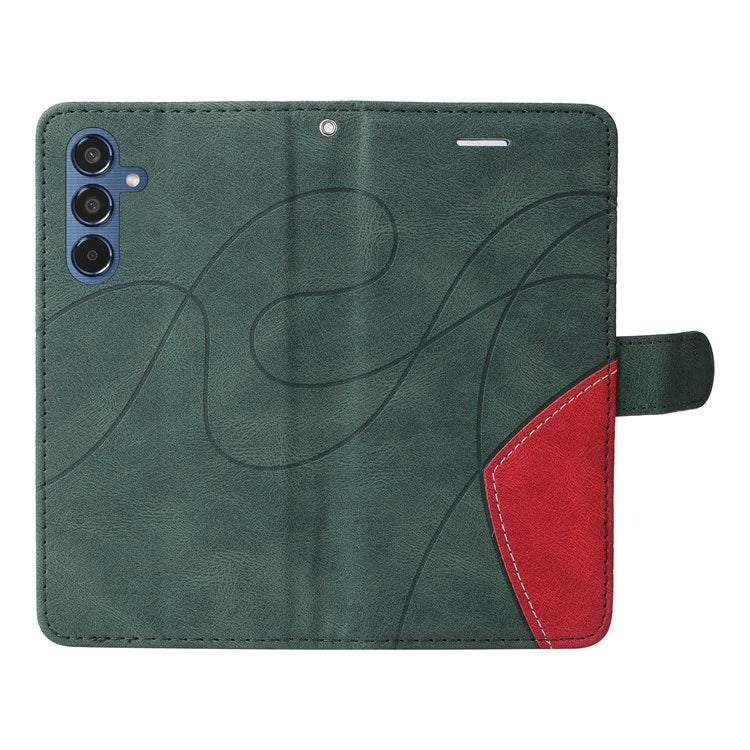 KT Leather Series-1 For Samsung	Galaxy M35 5G Case Two-Colors Splicing Phone Cover Folio Bookstytle