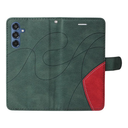 KT Leather Series-1 For Samsung	Galaxy M35 5G Case Two-Colors Splicing Phone Cover Folio Bookstytle