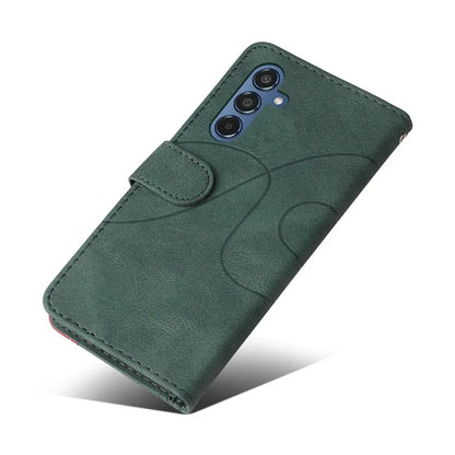 KT Leather Series-1 For Samsung	Galaxy M35 5G Case Two-Colors Splicing Phone Cover Folio Bookstytle