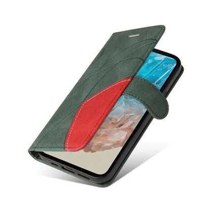 KT Leather Series-1 For Samsung	Galaxy M35 5G Case Two-Colors Splicing Phone Cover Folio Bookstytle