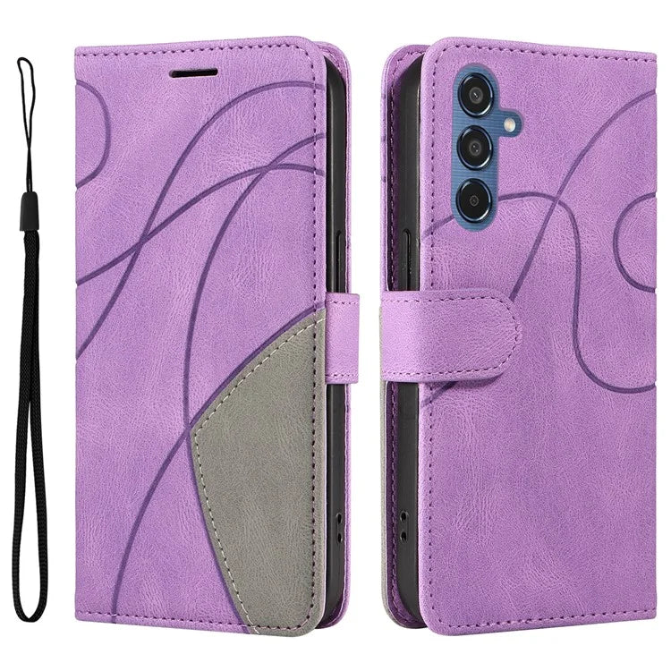 KT Leather Series-1 For Samsung	Galaxy M35 5G Case Two-Colors Splicing Phone Cover Folio Bookstytle