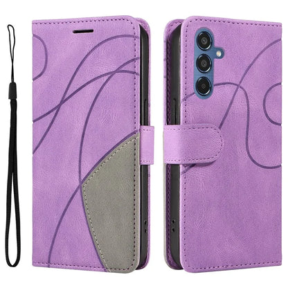 KT Leather Series-1 For Samsung	Galaxy M35 5G Case Two-Colors Splicing Phone Cover Folio Bookstytle