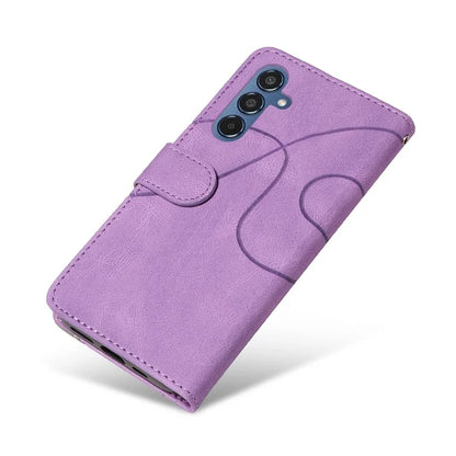 KT Leather Series-1 For Samsung	Galaxy M35 5G Case Two-Colors Splicing Phone Cover Folio Bookstytle
