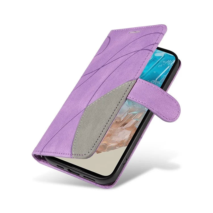 KT Leather Series-1 For Samsung	Galaxy M35 5G Case Two-Colors Splicing Phone Cover Folio Bookstytle