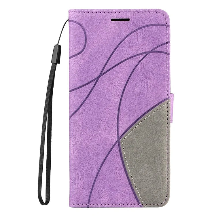 KT Leather Series-1 For Samsung	Galaxy M35 5G Case Two-Colors Splicing Phone Cover Folio Bookstytle