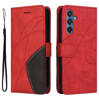 KT Leather Series-1 For Samsung	Galaxy M35 5G Case Two-Colors Splicing Phone Cover Folio Bookstytle