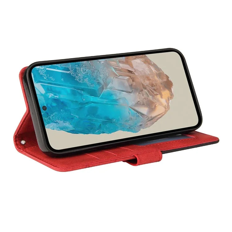 KT Leather Series-1 For Samsung	Galaxy M35 5G Case Two-Colors Splicing Phone Cover Folio Bookstytle