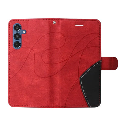 KT Leather Series-1 For Samsung	Galaxy M35 5G Case Two-Colors Splicing Phone Cover Folio Bookstytle