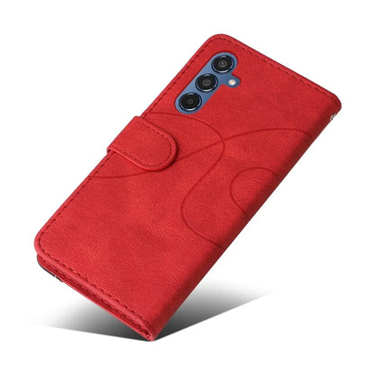 KT Leather Series-1 For Samsung	Galaxy M35 5G Case Two-Colors Splicing Phone Cover Folio Bookstytle