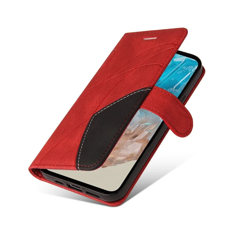 KT Leather Series-1 For Samsung	Galaxy M35 5G Case Two-Colors Splicing Phone Cover Folio Bookstytle