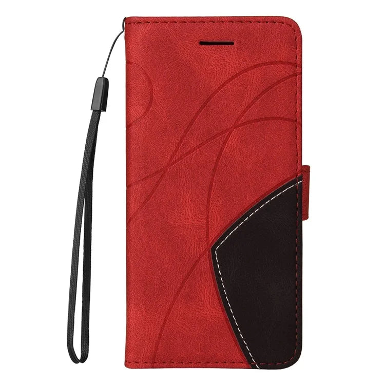KT Leather Series-1 For Samsung	Galaxy M35 5G Case Two-Colors Splicing Phone Cover Folio Bookstytle