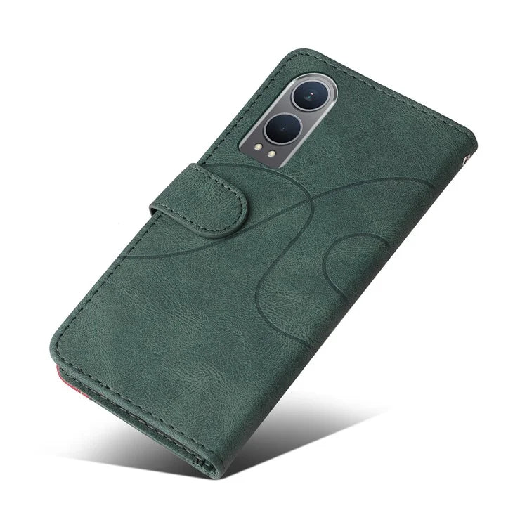 KT Leather Series-1 For OnePlus Nord CE4 Lite 5G / Oppo K12x 5G (China) Case Phone Cover Color Splicing Full Protection