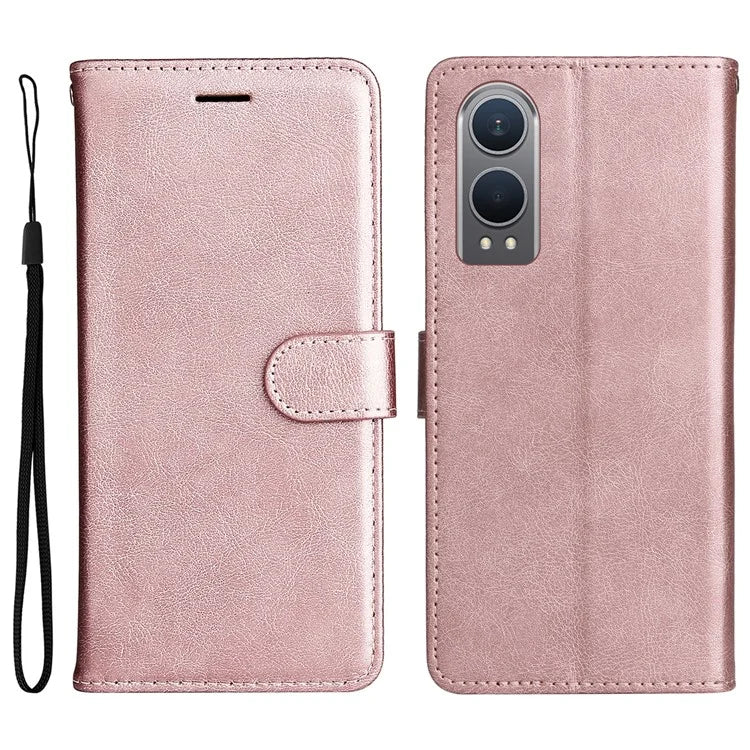 KT Leather Series-2 for OnePlus Nord CE4 Lite 5G / Oppo K12x 5G (China) Case Solid Color Phone Cover Stand Function Wrist Strap