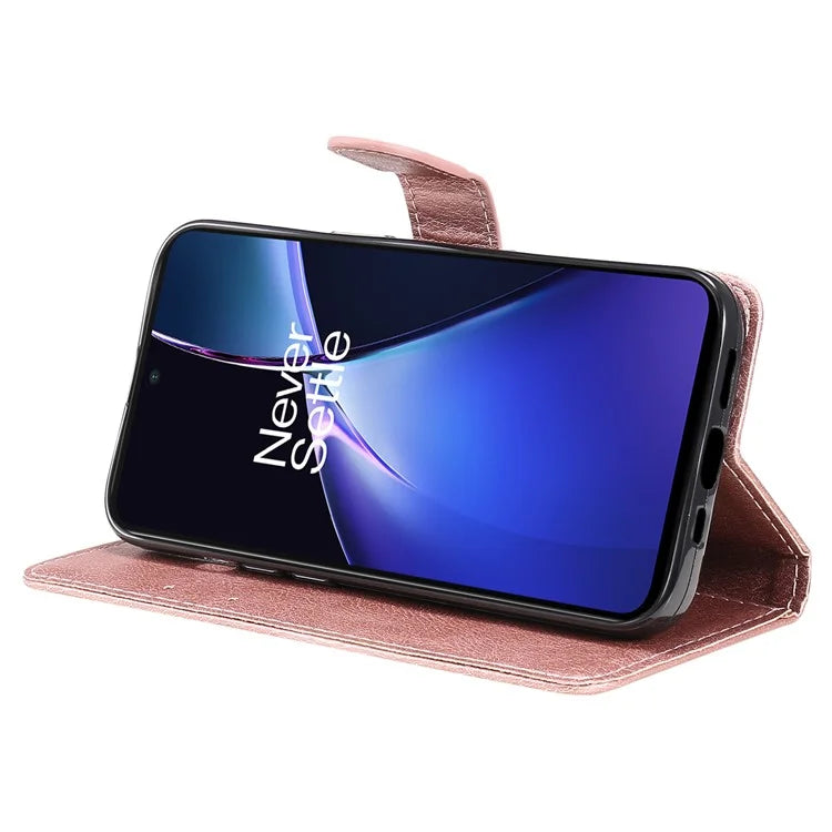 KT Leather Series-2 for OnePlus Nord CE4 Lite 5G / Oppo K12x 5G (China) Case Solid Color Phone Cover Stand Function Wrist Strap