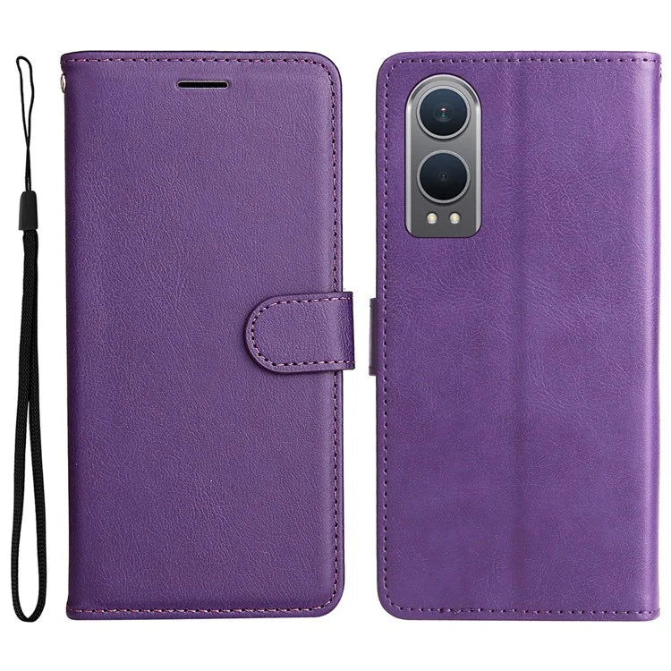 KT Leather Series-2 for OnePlus Nord CE4 Lite 5G / Oppo K12x 5G (China) Case Solid Color Phone Cover Stand Function Wrist Strap