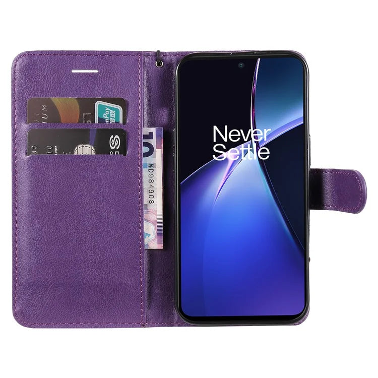 KT Leather Series-2 for OnePlus Nord CE4 Lite 5G / Oppo K12x 5G (China) Case Solid Color Phone Cover Stand Function Wrist Strap