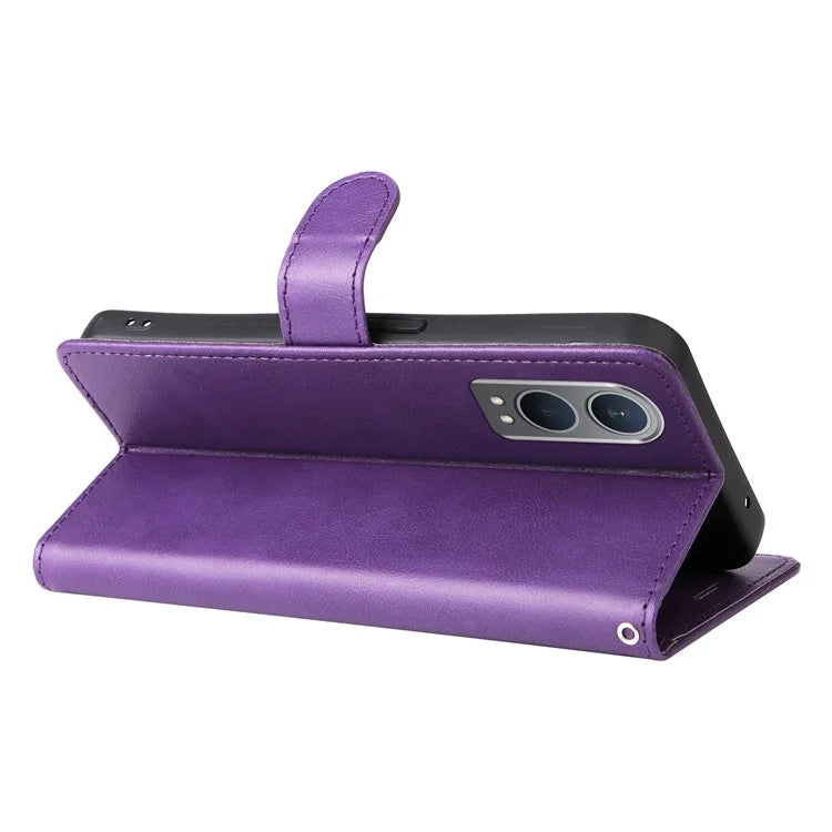 KT Leather Series-2 for OnePlus Nord CE4 Lite 5G / Oppo K12x 5G (China) Case Solid Color Phone Cover Stand Function Wrist Strap