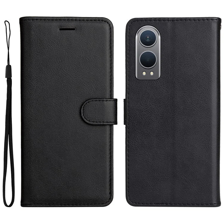 KT Leather Series-2 for OnePlus Nord CE4 Lite 5G / Oppo K12x 5G (China) Case Solid Color Phone Cover Stand Function Wrist Strap