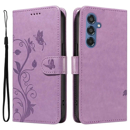 For Samsung Galaxy M35 5G Case PU Leather Phone Cover Card Slot Flowers Design