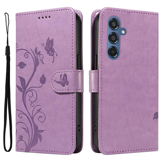 For Samsung Galaxy M35 5G Case PU Leather Phone Cover Card Slot Flowers Design