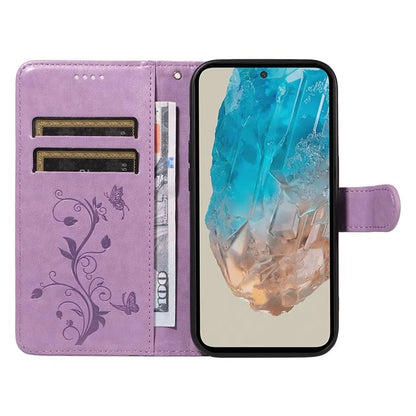 For Samsung Galaxy M35 5G Case PU Leather Phone Cover Card Slot Flowers Design