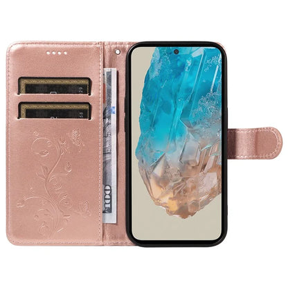 For Samsung Galaxy M35 5G Case PU Leather Phone Cover Card Slot Flowers Design
