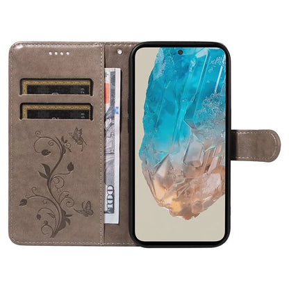 For Samsung Galaxy M35 5G Case PU Leather Phone Cover Card Slot Flowers Design